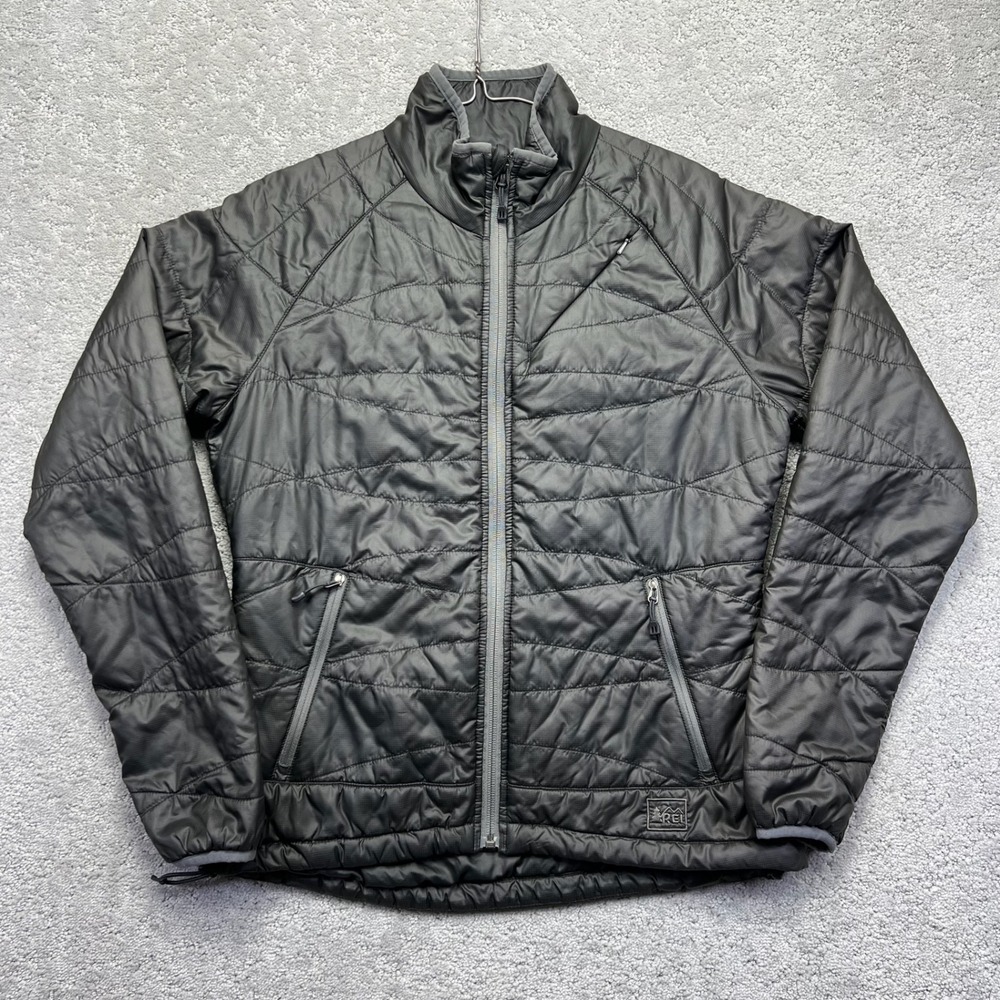 REI Jacket Womens Small Grey Primaloft Pertex Quantum Eco Quilted Outdoor Hke